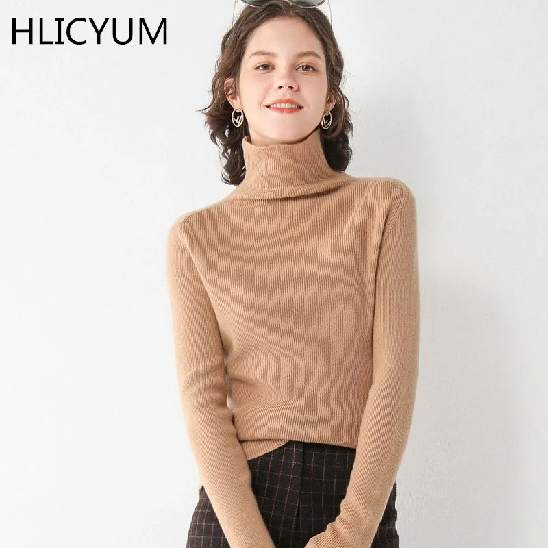 

Turtleneck sweater women's autumn/winter 2020 new slim knitted bottoming shirt women's solid color 100% cashmere sweater top