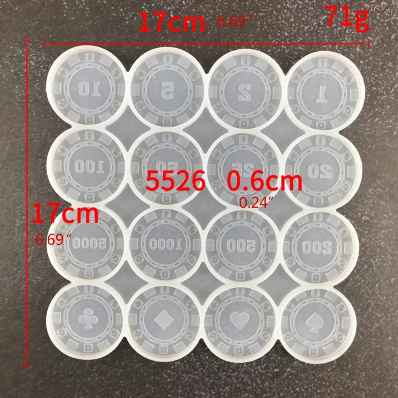 

066C Poker Chips Game Coins Epoxy Resin Mold Commemorative Collection Coins Silicone Mould DIY Crafts Jewelry Casting Toosl