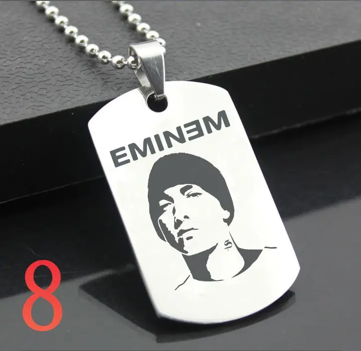 Синий Eminem XH01 классический брелок из нержавеющей стали модные гравировальные бирки стальная подвеска-открытка для ожерелья - Цвет: Синий