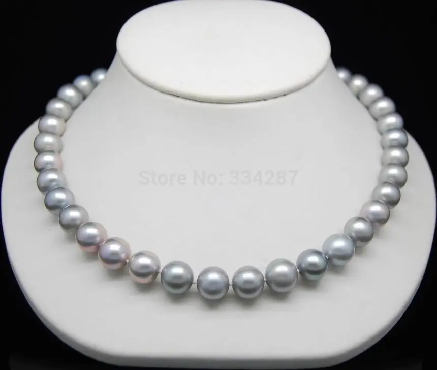

18" Long Noble 9-10mm AAA+ Silver_Gray Pearl Necklace