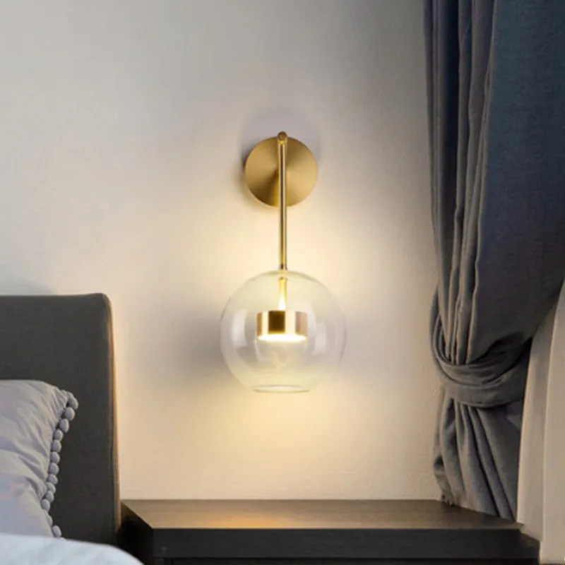

Настенный светильник Nordic bubble, модель комнаты, гостиницы, спальни, креативный стеклянный шар, настенный светильник для спальни, прикроватный...