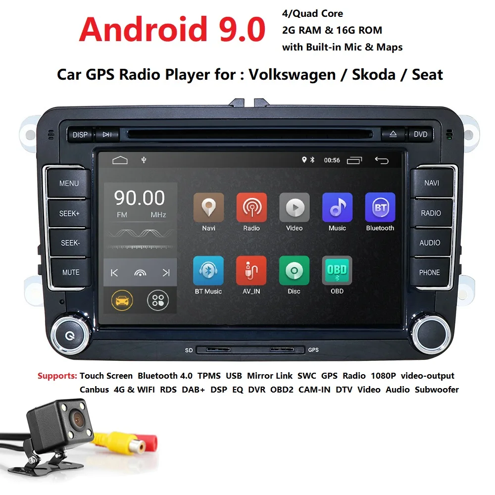 Германия склады " Android 9 автомобильный Радио gps навигация для Skoda Octavia Golf 5 6 touran passat B6 Polo Tiguan RDS