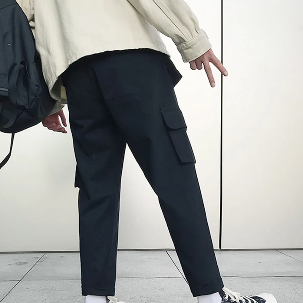 Винтажные мужские одноцветные длинные спортивные брюки с карманами прямые
