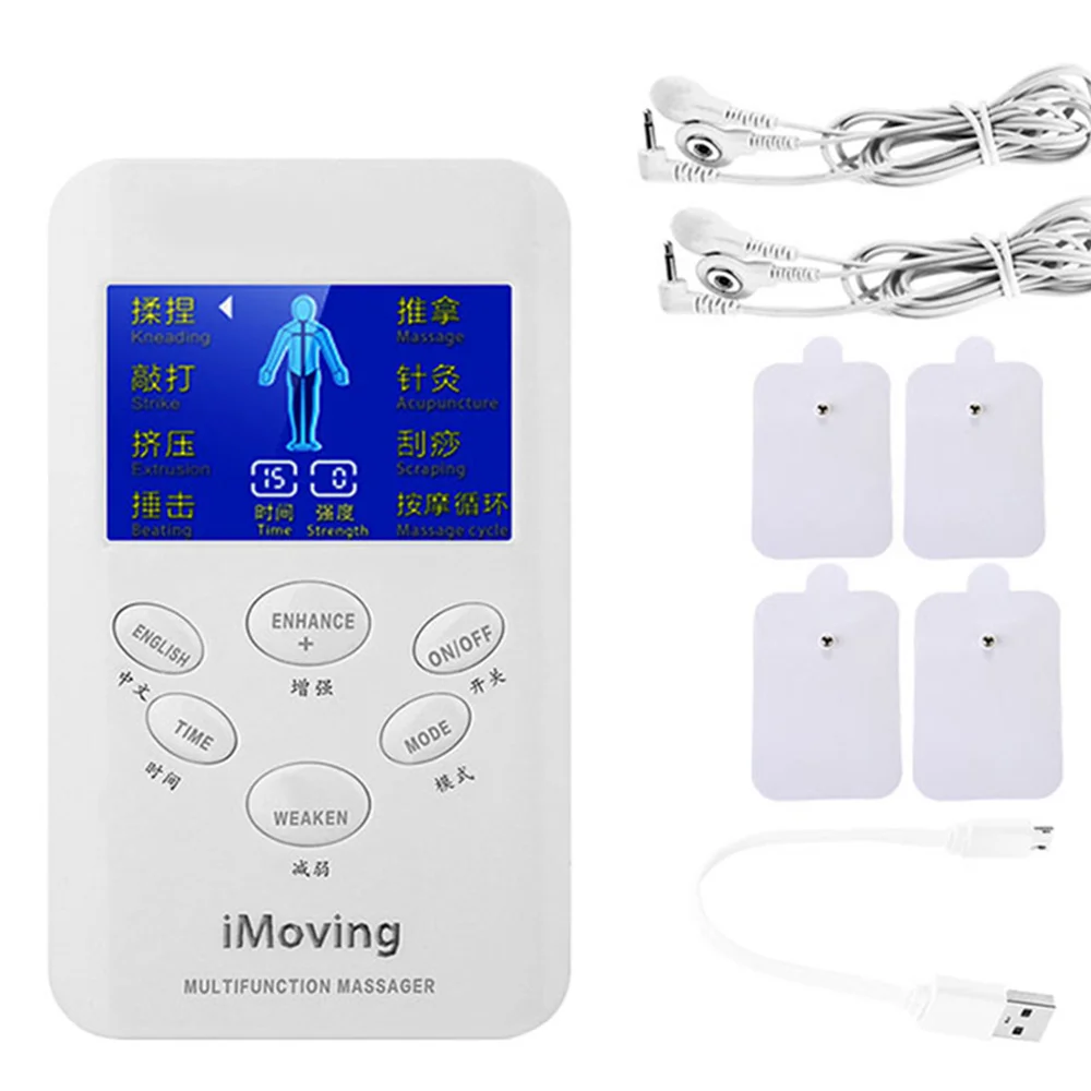 

8 Modes Dual Output Tens Back Massager Electric Pain Relieving EMS Body Relax Acupuncture Therapy Massage Muscle Stimulator