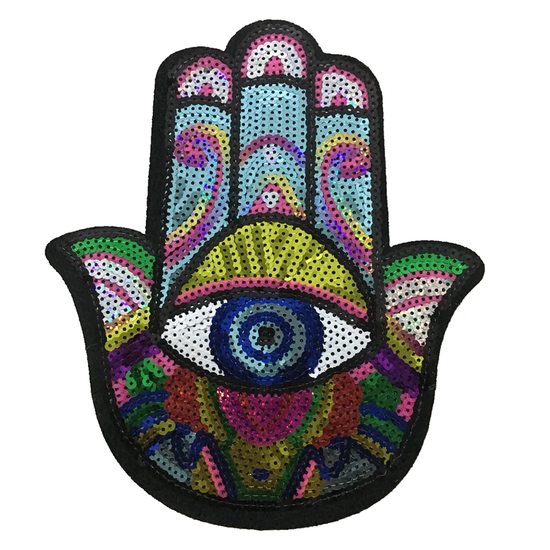 2020 новая большая рука Фатимы блестками гладить на патчи для одежды Красочные Бог