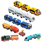 Электрический поезд с дистанционным управлением, Аксессуары для железной дороги, локомотив, магнитный поезд, игрушка с литыми отверстиями, подходит для деревянного трека, детские игрушки