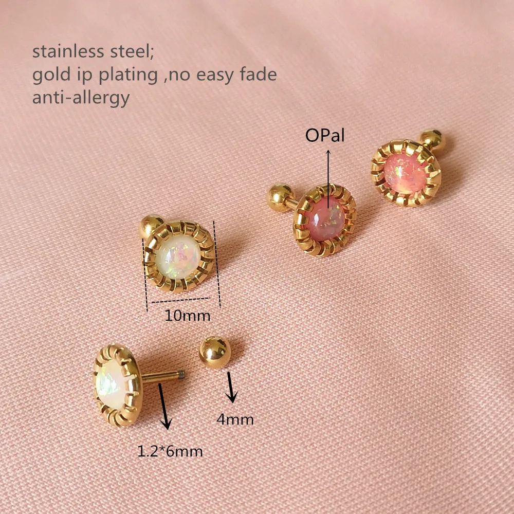 

Screw-Back Stud Earrings Stainless Steel With Beauty Stones