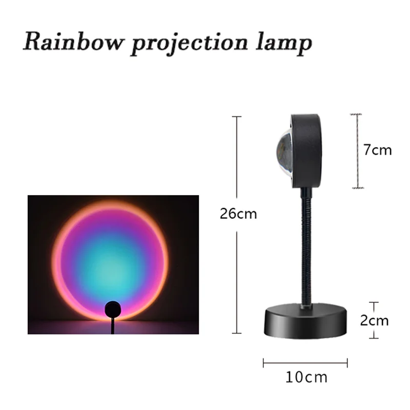 

Rainbow Sunset Light Projector USB Colorful Night Light Coffee Shop Home Background Wall Decoration Sunset Lamp for Dropshipping