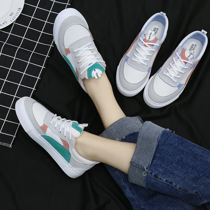 

2020 Fashion Women Shoes New Fashion Women Shoes Casual Platform Mixed Color Leather Shoes Women Casual Flats Sneakers U13-75