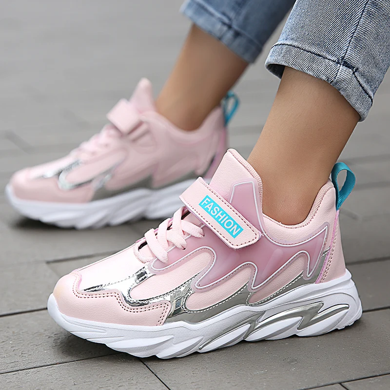 Fashion New Kids Sneakers Outdoor Boys Sport Shoes Children Basket Sneakers Girls Leather Surface Non Slip Casual Running Shoes