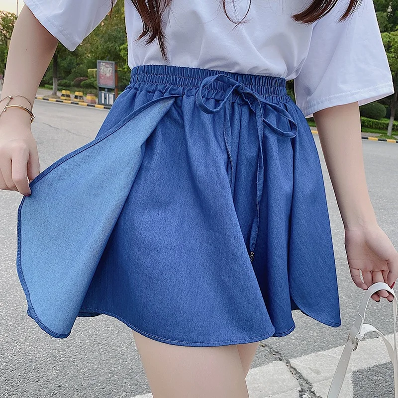 Женские джинсовые шорты с широкими штанинами синие винтажные свободные размера