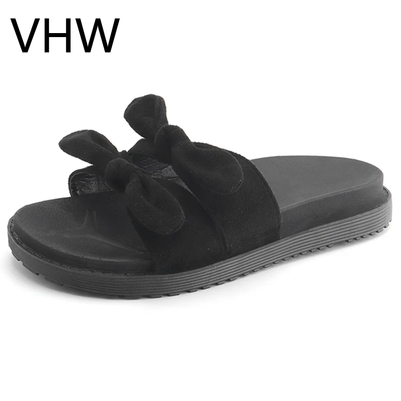 

Spring Women Slippers Summer Fashion Bowknot Design Shoes Beige Slides Lady Outside Casual Shoes Sandels Women Black Slippers