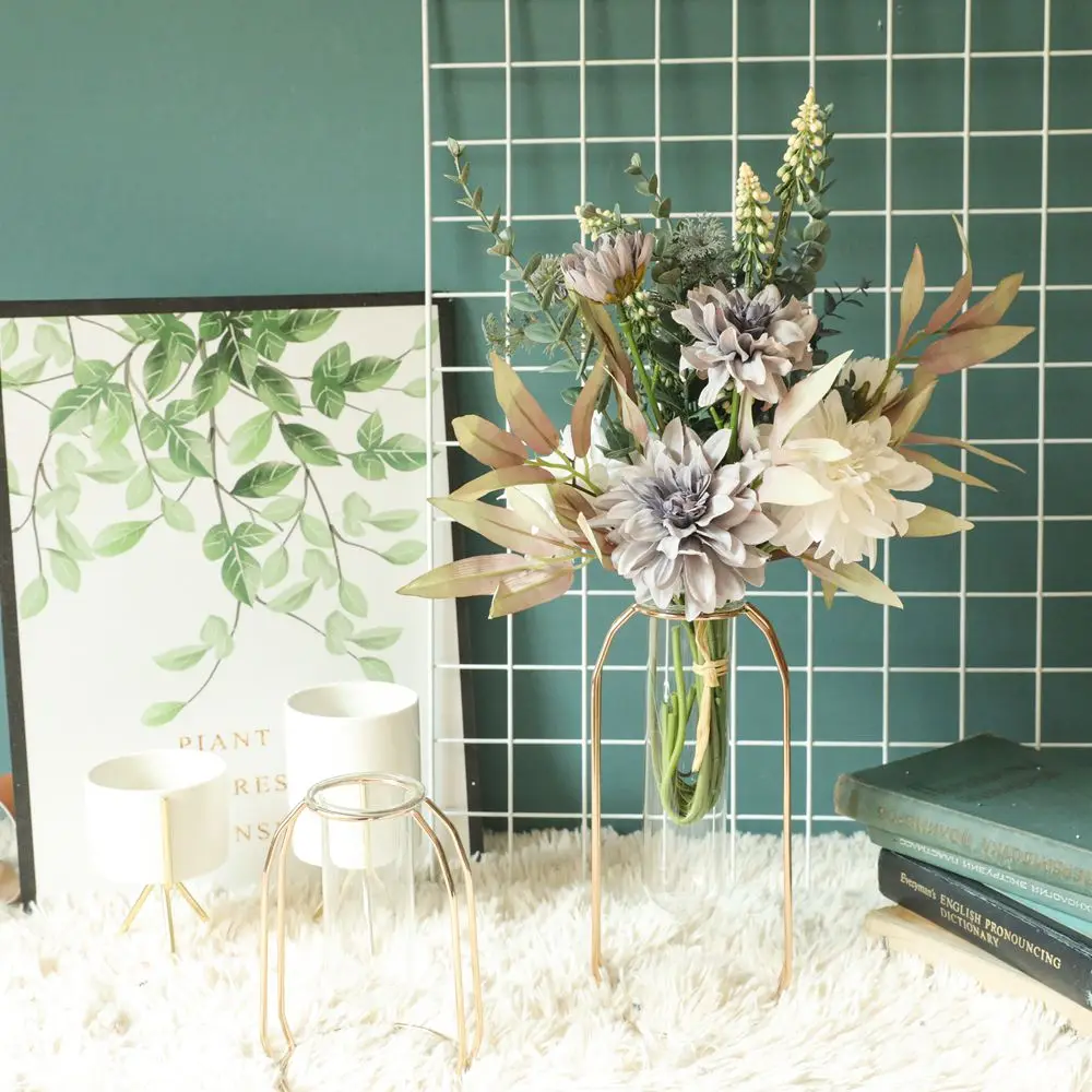 

New Design High Quality 50cm Table Centerpiece Dahlia Artificial Flower Bouquet for Home Wedding decor