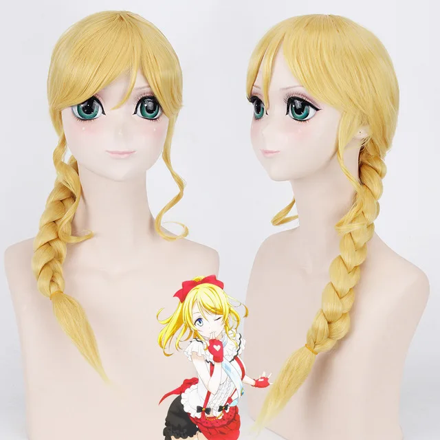 

Anime 50CM Lovelive! Love Live Eli Ayase Cosplay Wig Light Blonde with Ponytail Ellie Halloween Costume Play Adult Wigs
