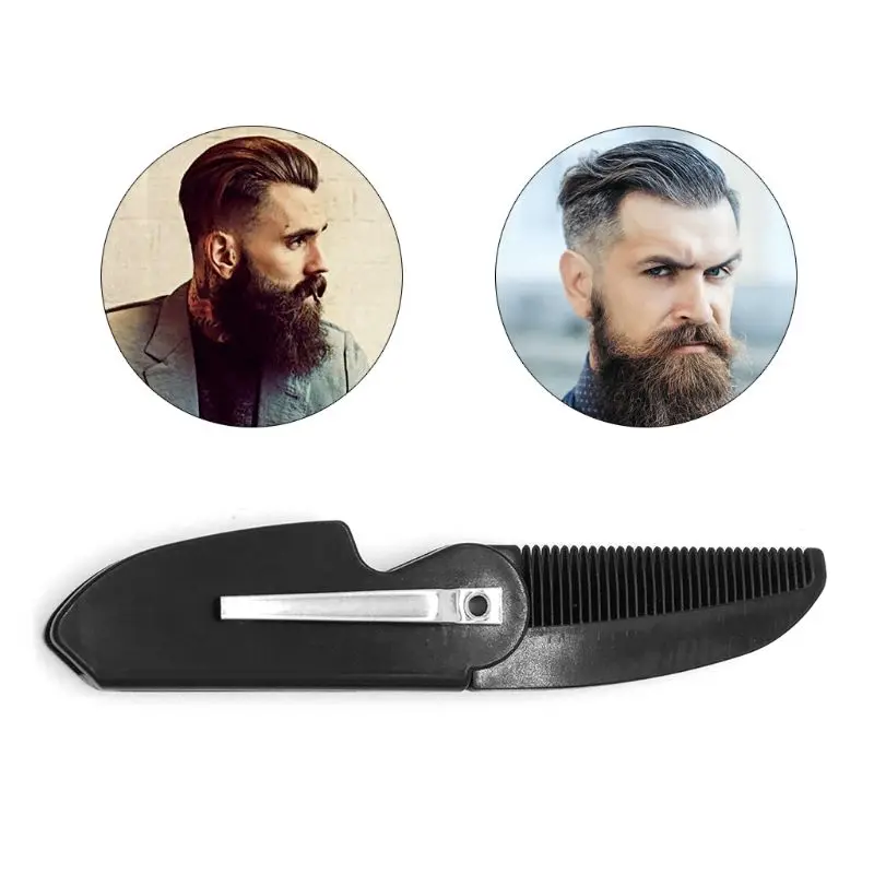

1 Pc Folding Pocket Clip Hair Mustache Beard Comb for Men
