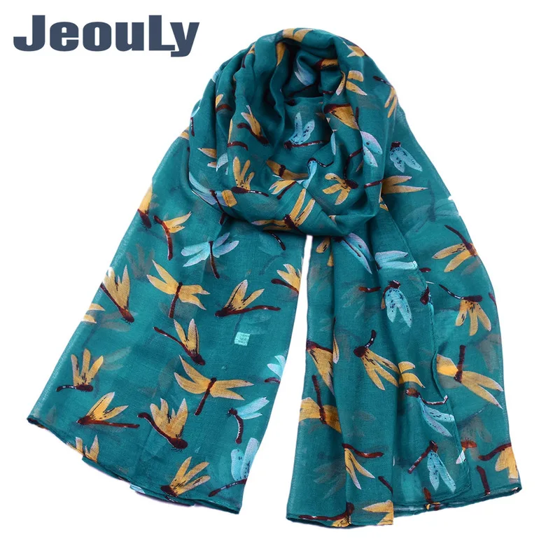 Женский Длинный шарф из вуали Amazon's модный пляжный с принтом стрекозы для лета