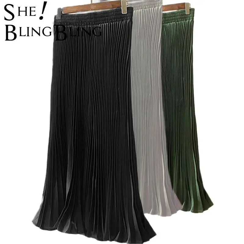 Женская плиссированная юбка макси с оборками на подоле эластичная длинная