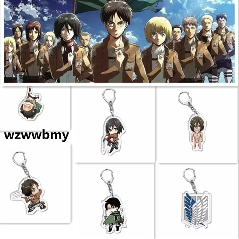 

2021 Attack on Titan Keychain Double Sided Acrylic Key Chain Pendant Anime Accessories Cartoon Key Ring