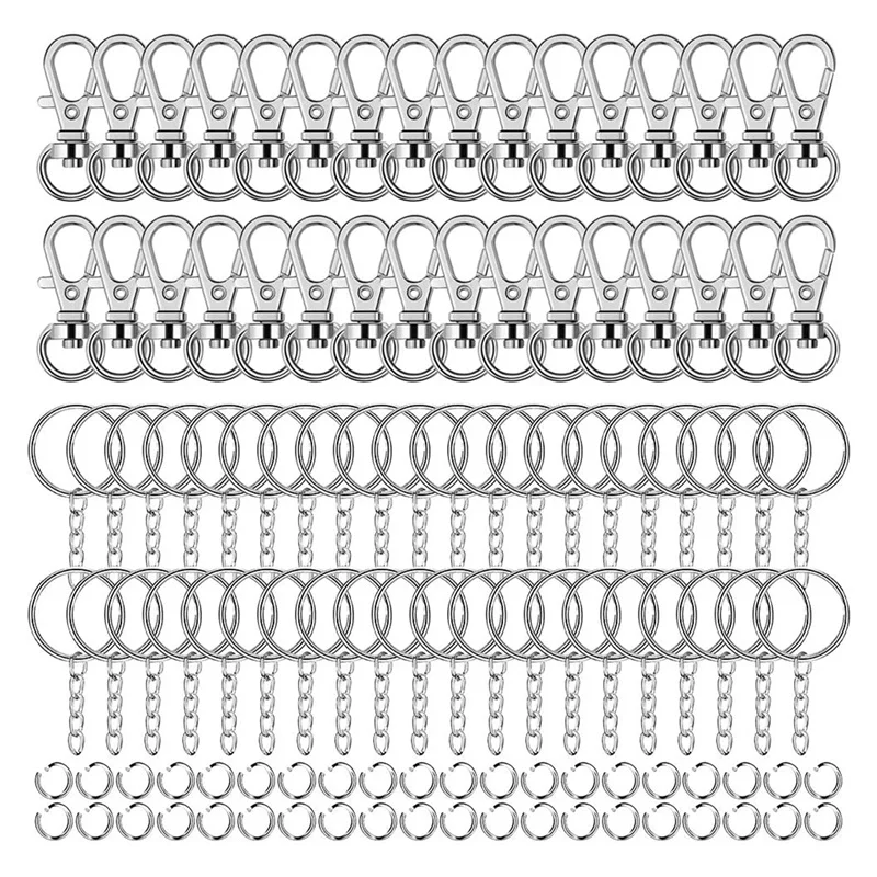 

195 Piece Swivel Snap Hooks and O Key Rings with Open Jump Ring, Metal Lobster Claw Clasp Key Chain Parts for Craft DIY