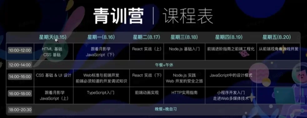 当时的课程表