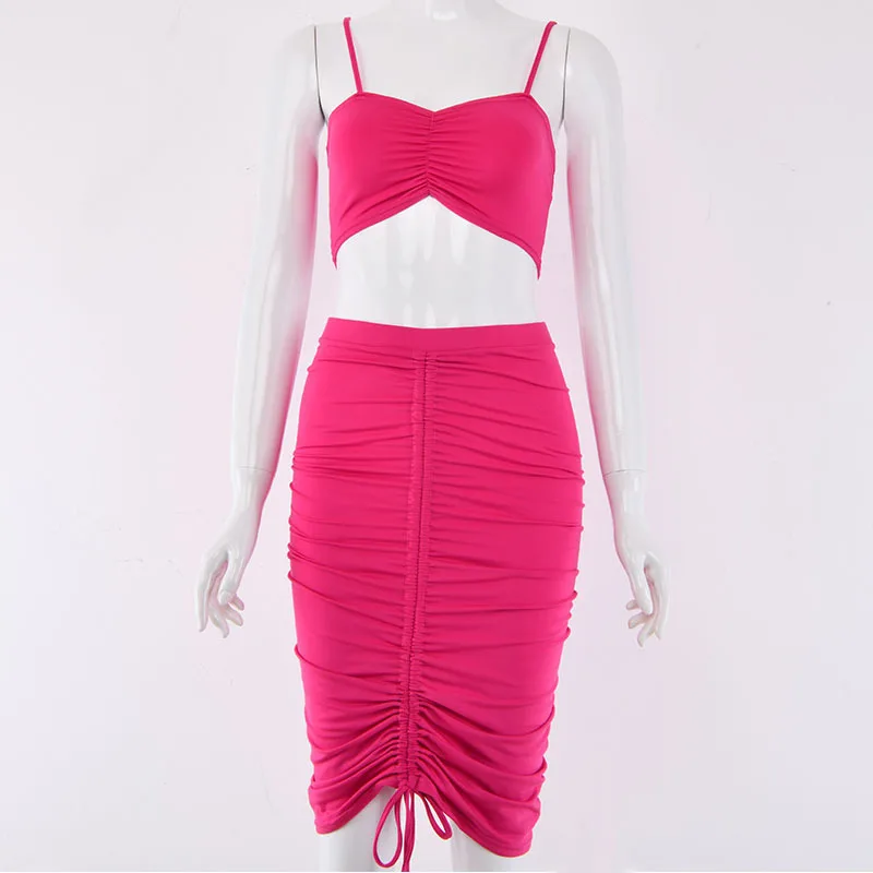 

Zoulv 2021 Summer Adjustable Ribbon Short Dresses 2 Piece Set Solid Sexy Two Piece Set Short Tank Tops Two Piece Women Dress