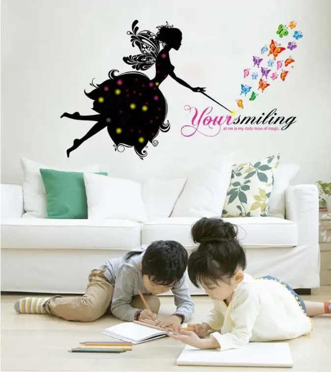 

Butterfly Flower Fairy wall stickers for Kids Room Wall Decoration Bedroom Living Room Children Girls Room Decal Poster Mural