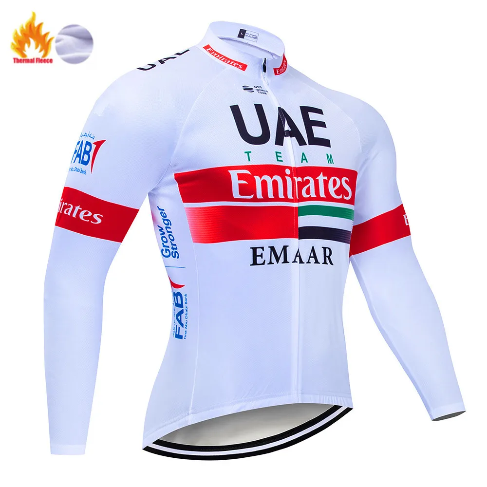 Winter Jersey Велоспорт Джерси Набор ОАЭ Pro команда с длинным рукавом Одежда для мужчин зимняя велосипедная одежда термальная флисовая uninto Ropa Ciclismo Hombre - Цвет: Winter Jersey