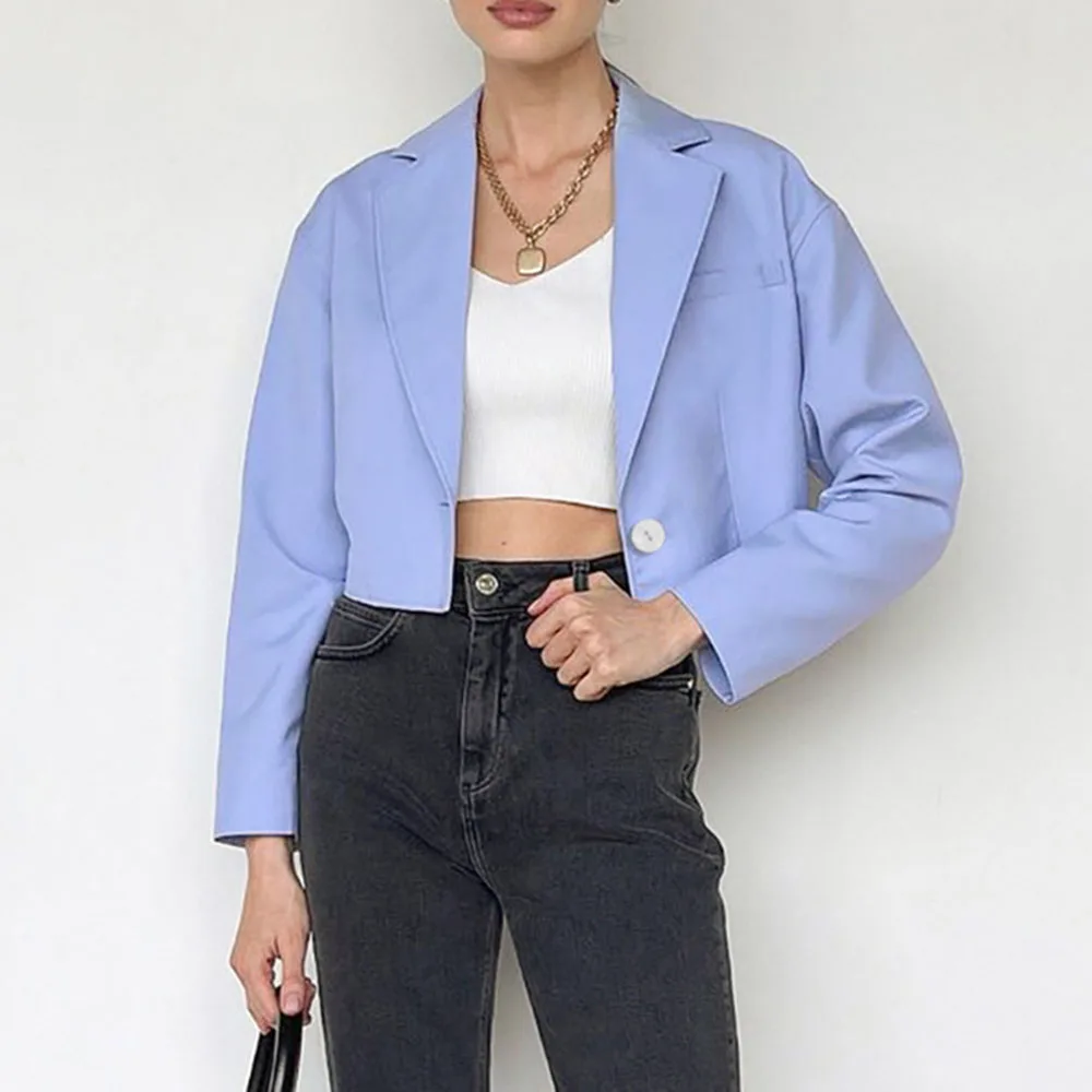 

Повседневный Блейзер, Новинка осени 2021, повседневный короткий костюм с длинными рукавами, деловой темпераментный кардиган, однотонная курт...