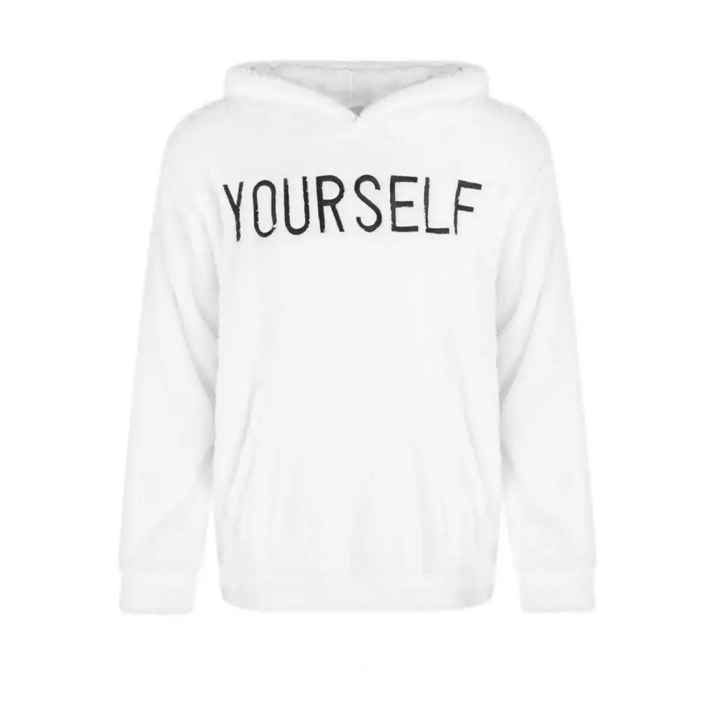 

Толстовка мужская с капюшоном, свитшот с длинными рукавами и надписью, уличный пуловер с капюшоном, плюшевая теплая Толстовка С Карманами, п...