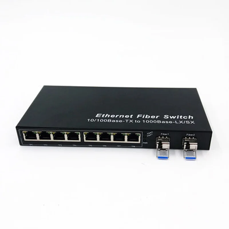 2 порта SFP fiber port 8 RJ45 poe Gigabit ethernet переключатель поэ 10 портов медиа конвертер plug play UTP
