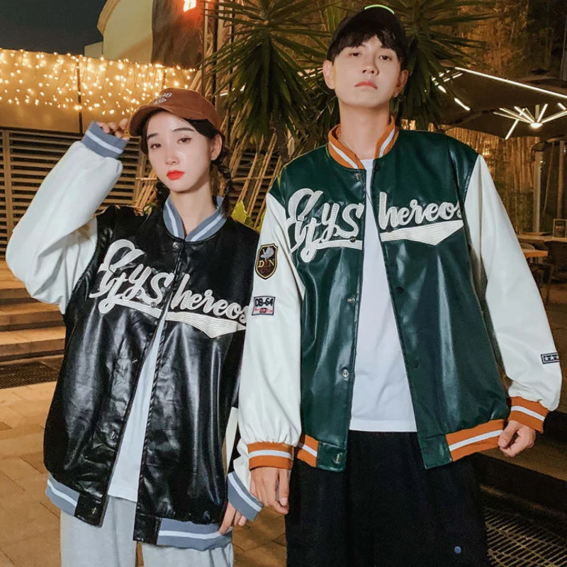 Женская бейсбольная куртка-бомбер Универсальная кожаная в стиле - Цена: 28.23