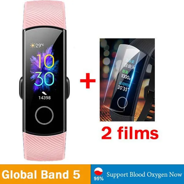 G band5 Pink n 2f Умный Браслет huawei Honor Band 5, 4, 0,95 дюйма, трекер, умный OLED, для плавания, водонепроницаемый, Bluetooth, фитнес-трекер, сенсорный экран - Цвет: G band5 Pink n 2f