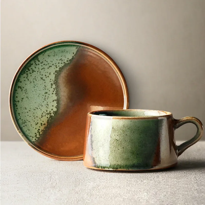 Японская винтажная чашка креативная керамическая посуда для кофе ручной работы