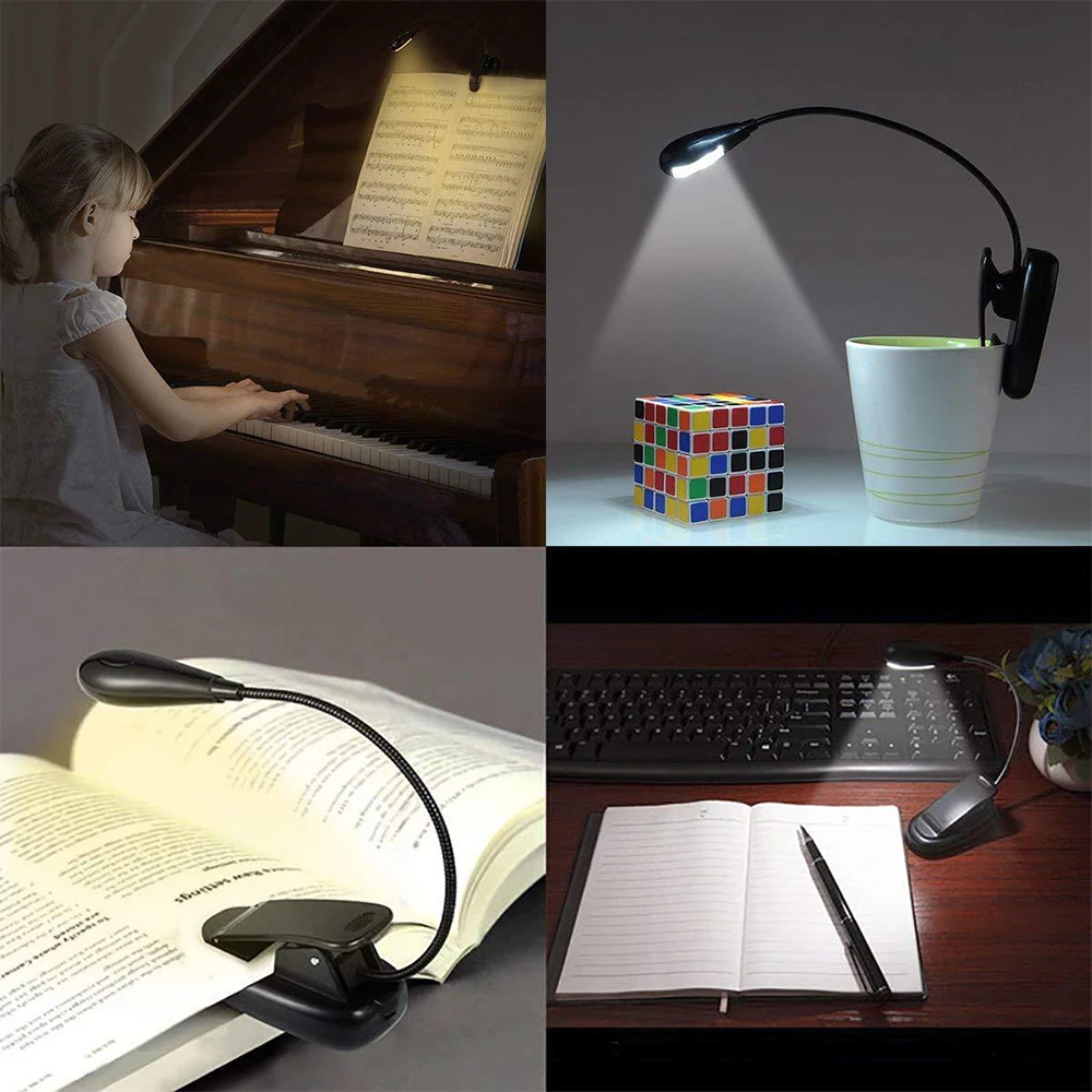 

7 LED DIY Night Light USB Rechargeable With Clip Holder Reading Lamp Flexible Adjustment for Bedroom Bedside Desktop Study Work