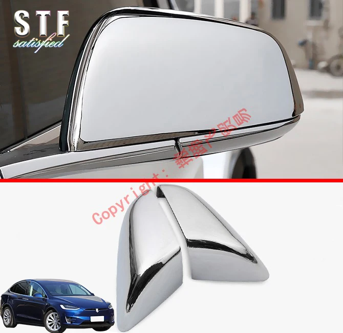 

ABS Chrome Car Accessories Side Mirror Cover Trim Rear View Cap Overlay Molding Garnish For Tesla Model X 2018 2019