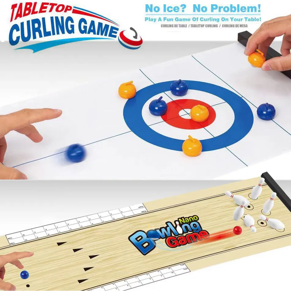 

1-2 Player Tabletop Curling Bowling Games Mini Sport Table Battle Funny Interactive Toys Play Party Game For Children