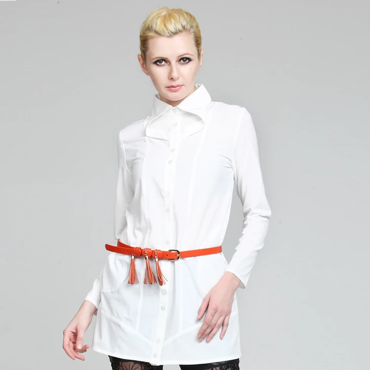 

Spring new women's Korean version was thin cotton long shirt female wild all-match thin washed single breasted shirt tops F2163