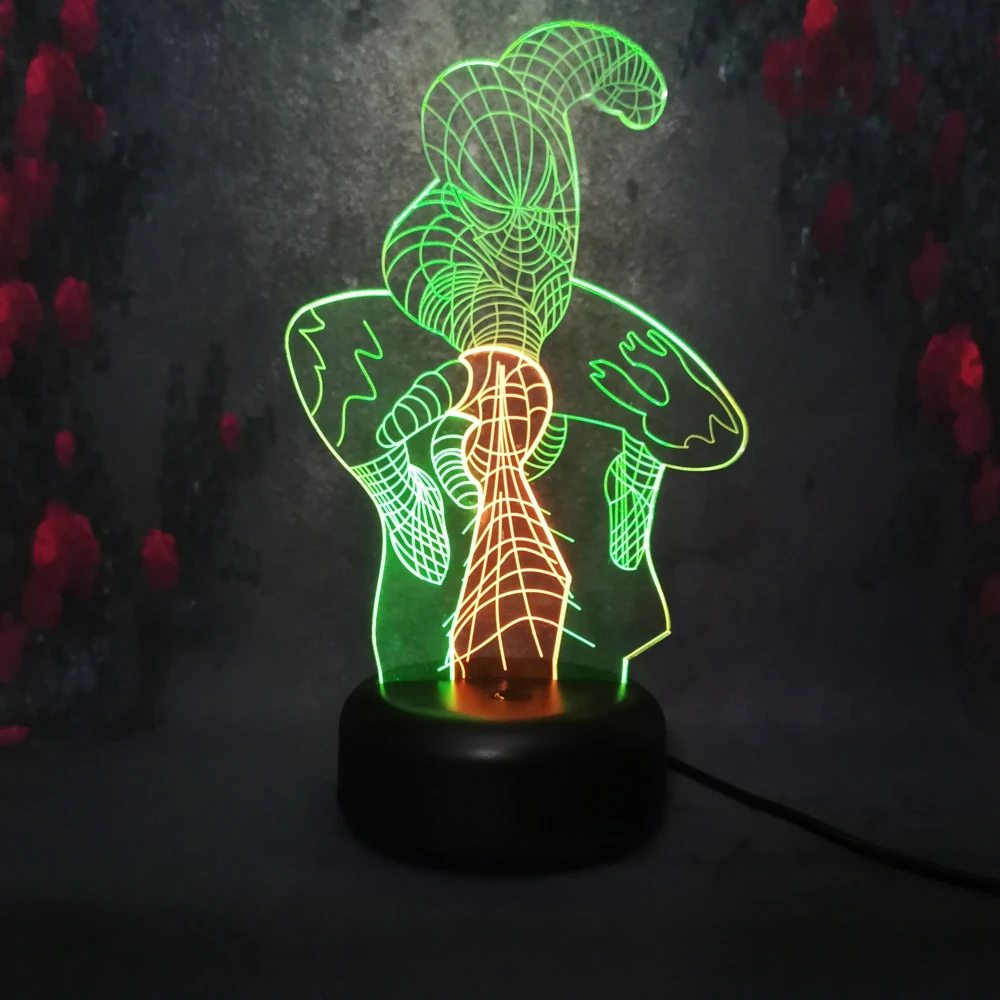 Новинка 3d лампа с рисунком Человека паука светодиодный градиентный ночник