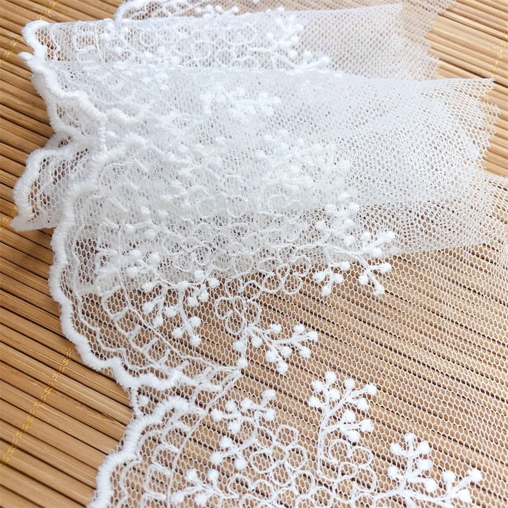

20Yards 9.4cm Wide Embroidered Mesh Net Fabric Lace Trim DIY Dress Doll Cloth For Sewing And Needlework V2900