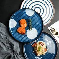 7 8 inch japanese dinner dishes round serve plate pasta steak dinner plate microwave ceramic kitchenware