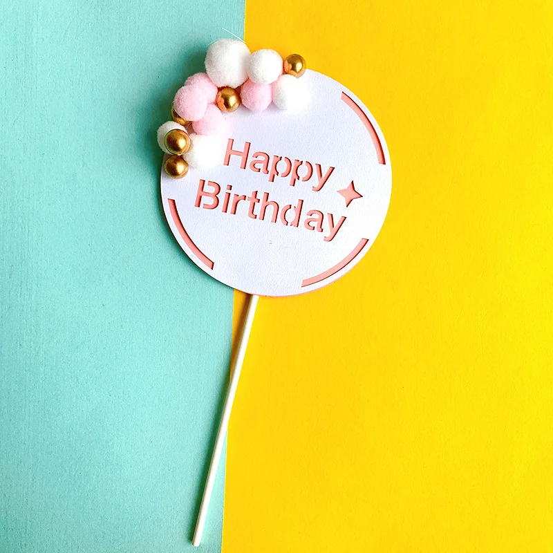 

New Balloon English Happy Birthday Paper Cake Topper Birthday Cake Decoration Happy Birthday Cake Topper Party Supplies