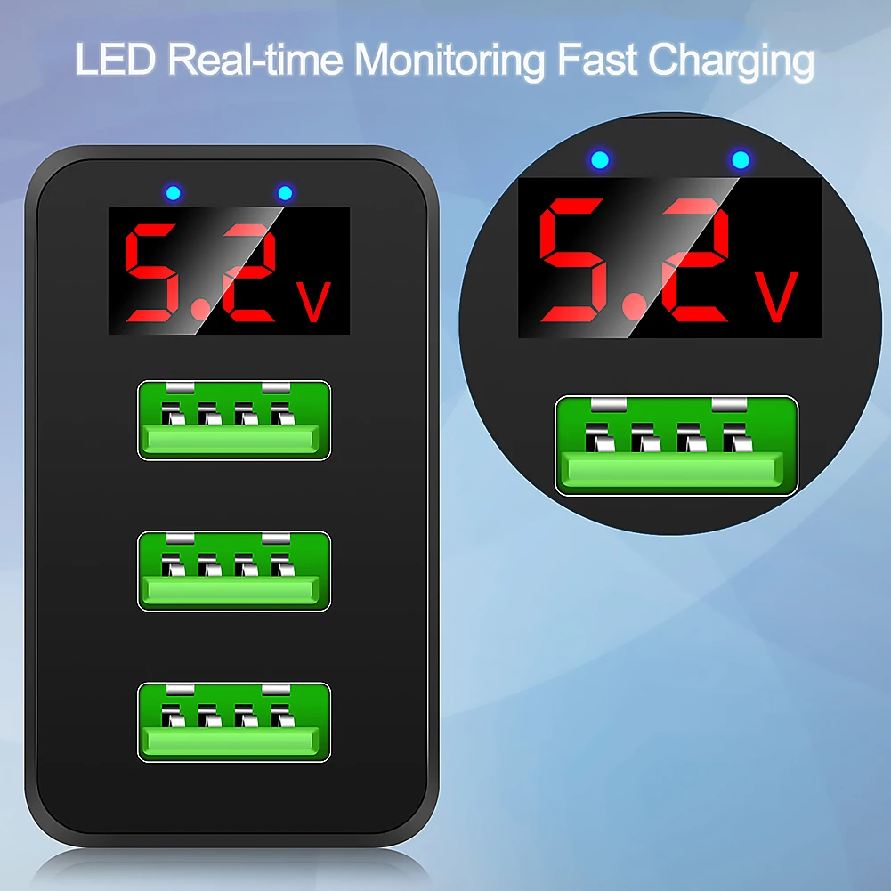 3 порта USB цифровой дисплей зарядное устройство легкость портативность нет места