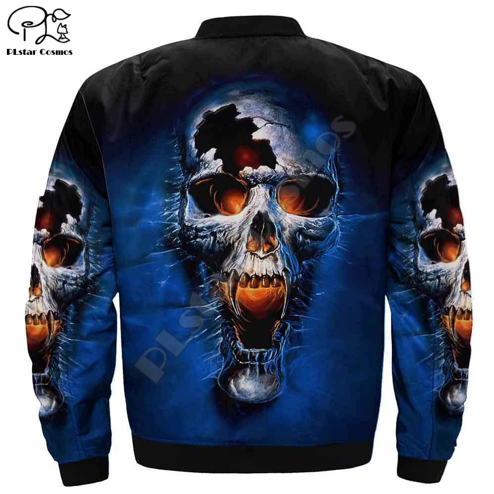 Men 3d Bomber Jackets trippy skull Print winter autumn zipper Flight Jacket casual unisex Harajuku halloween Streetwear coat