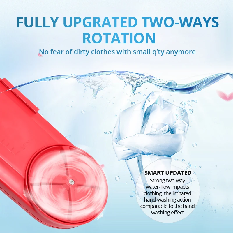 Портативная мини-стиральная машина для путешествий с таймером вращения на 2