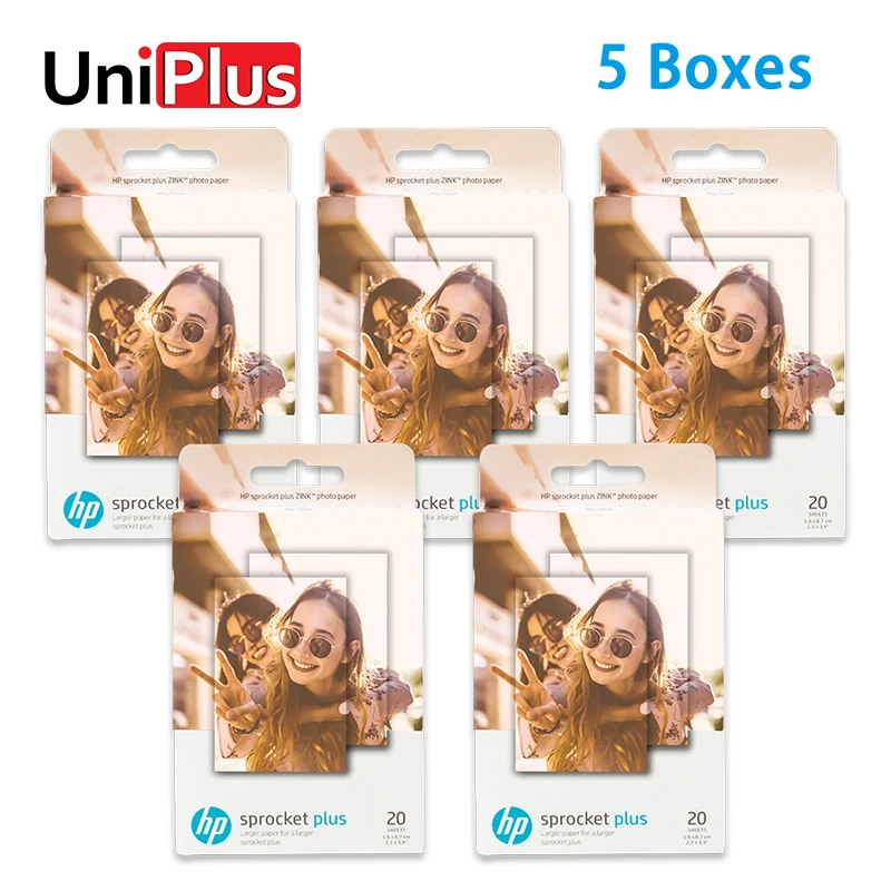 UniPlus 5 коробок ZINK фотобумага с липкой поддержкой подходит для HP Sprocket Plus