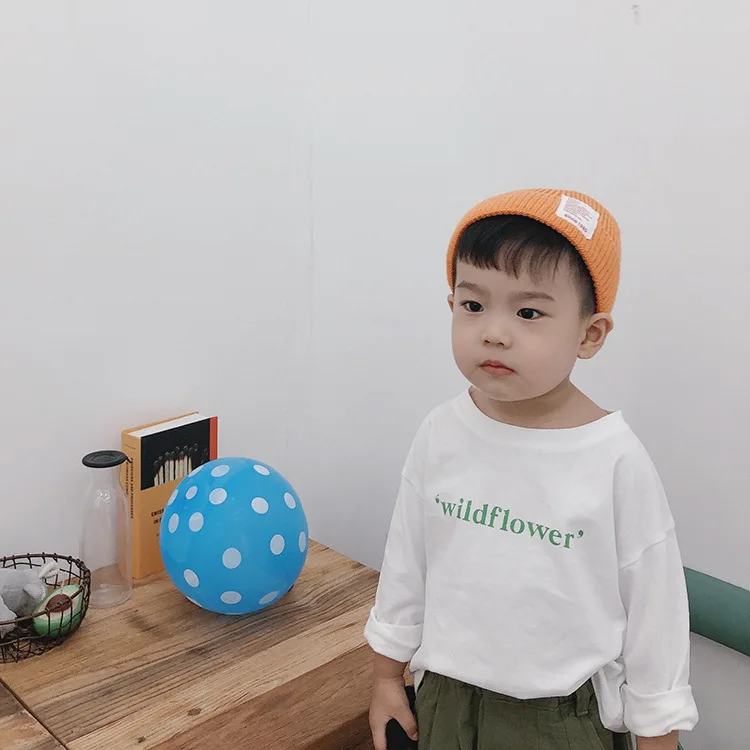 Весенне осенние детские повседневные футболки с буквенным принтом 5 цветов