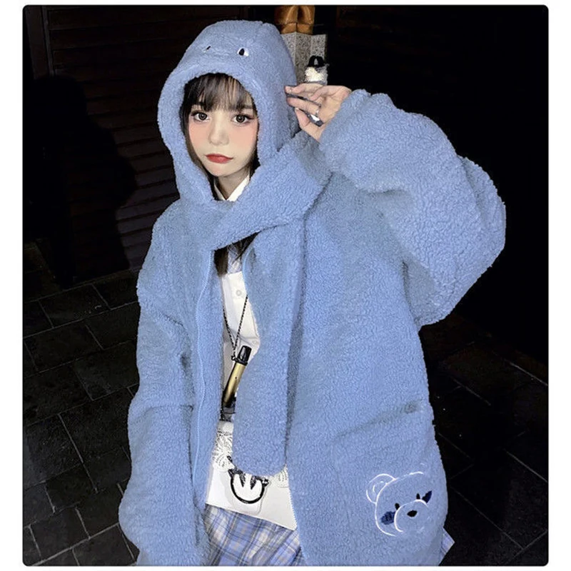 

New winter womenswear warm thick hoodie - a hat can be used as a scarf
