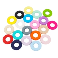 chenkai 50pcs loose silicone round donut ring beads bpa free food grade diy baby pacifier dummy teething jewelry toy accessories