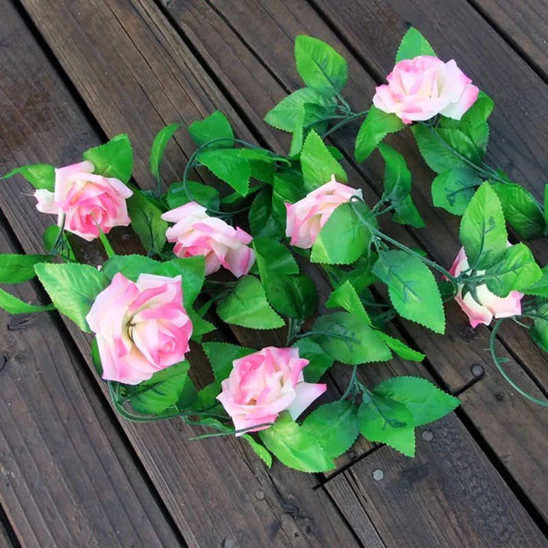 1 шт. шелковые розы плющ лоза с зелеными листьями для домашнего свадебного