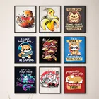 Постеры в китайском стиле с изображением еды кошек, принты, картины на стену в восточном стиле для кухни, картины на холсте